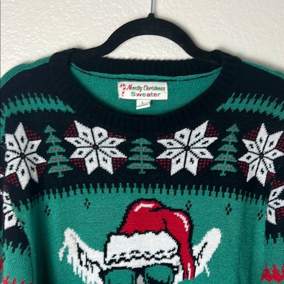 Festive Llama Christmas Sweater - Green - Picture 4 of 13